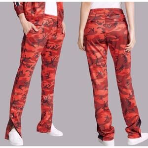 Pam & Gela Red Camo Flat Front Track Pants Snaps Athleisure Womens Medium